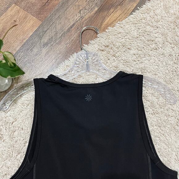 Athleta Size Medium Black Ruched Mesh Sculptek Stealth Sleeveless Tank Top - Picture 7 of 7